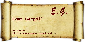 Eder Gergő névjegykártya